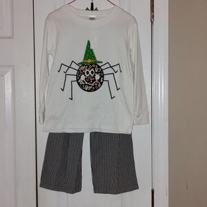 LaJenns embroidered  Spider Halloween 2 pc pant and shirt set  Sz 4